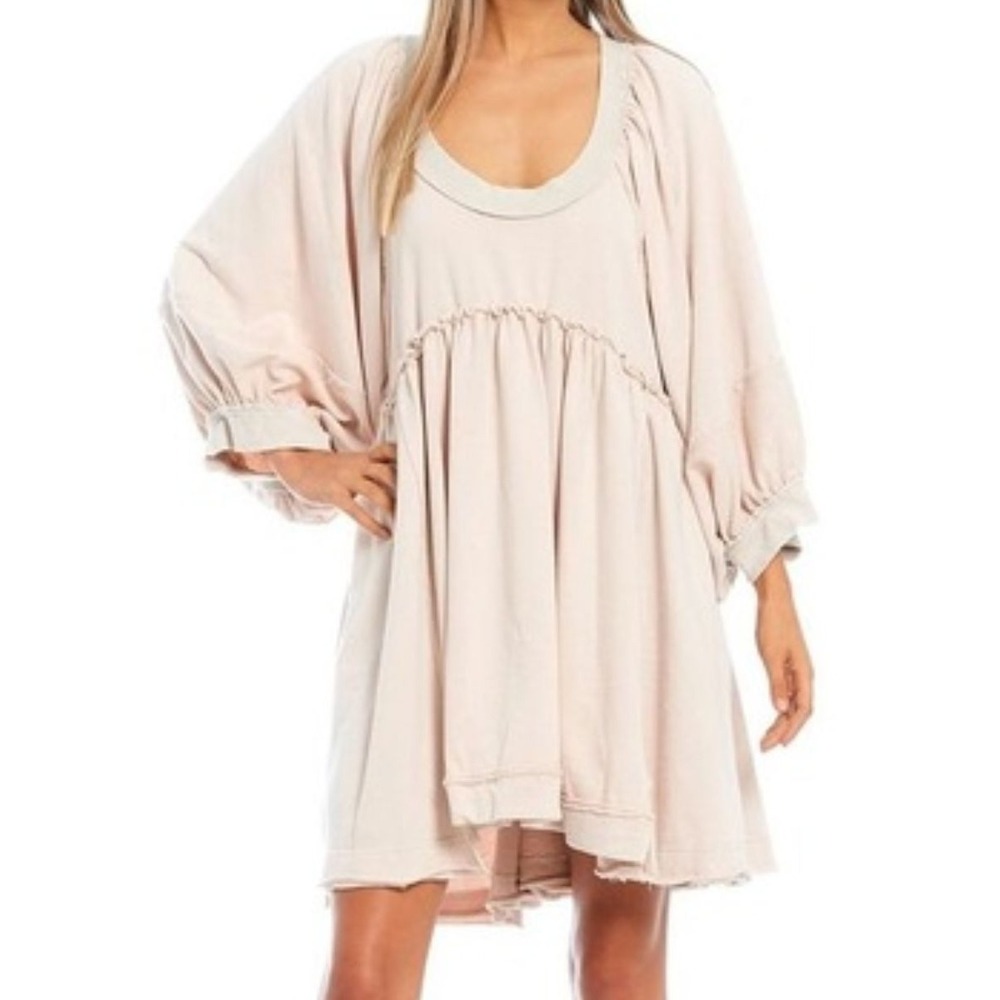 NWT‎ Chelsea & Violet Sweatshirt Dress Ivory Balloon Sleeve Oversized Mini 10/12
